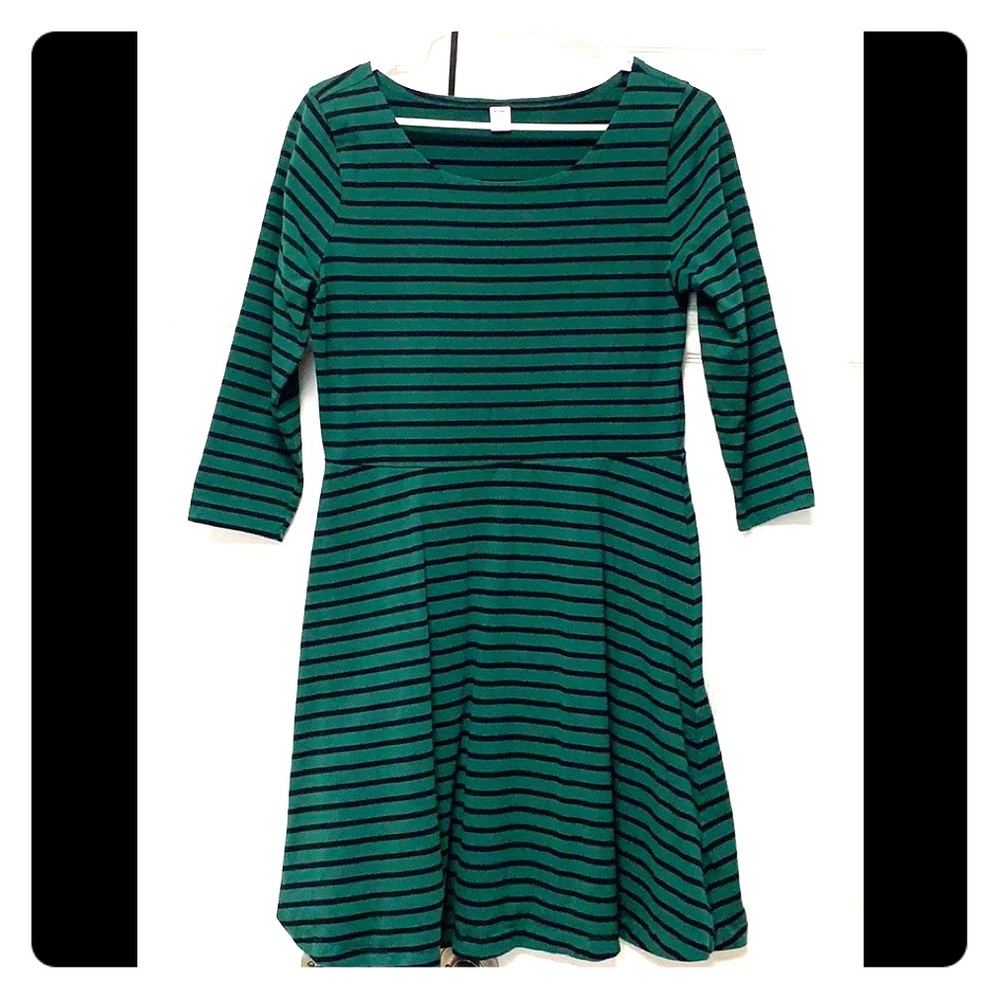💎Old Navy Emerald Green and Navy Stripe Dress